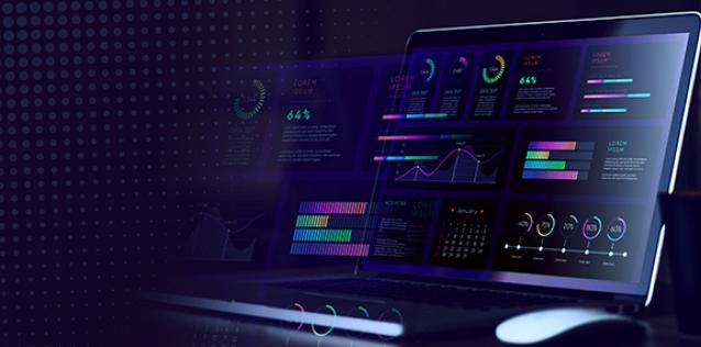 laptop with charts and graphs